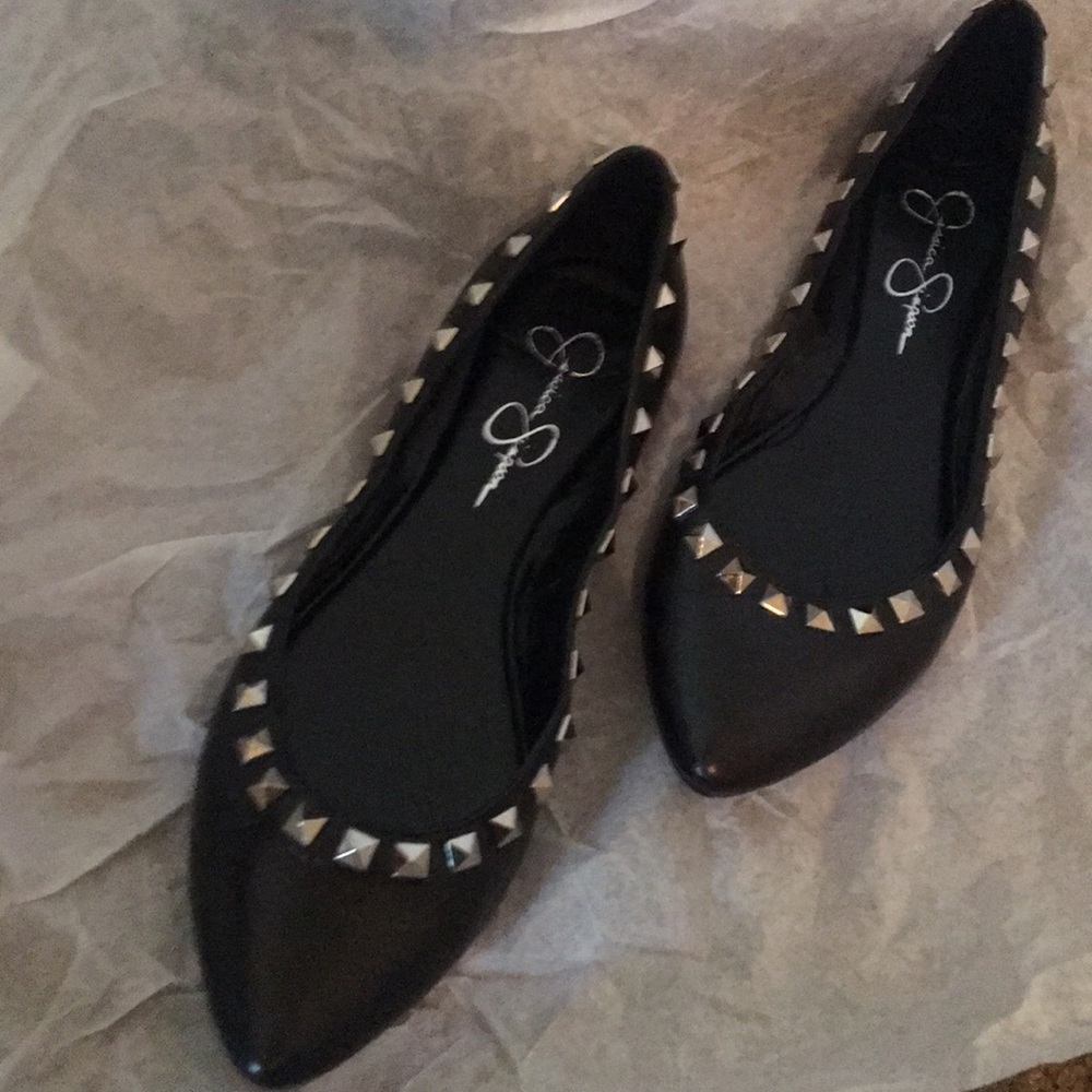 Jessica Simpson black stud flats